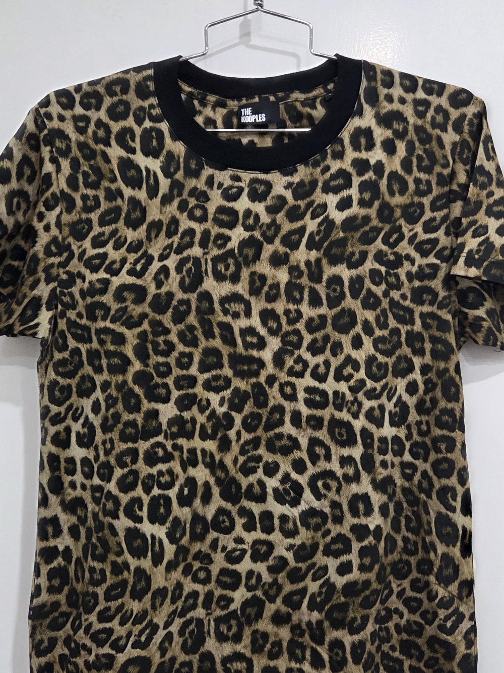 The Kooples Leopard Print Crewneck - Black & Tan